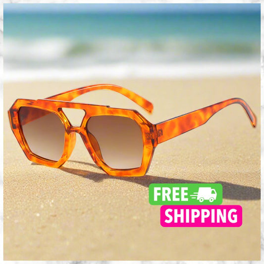 Geometric Aviator Sunglasses Summer Sunshade Beach Vacation Glasses - LUCKY FIG