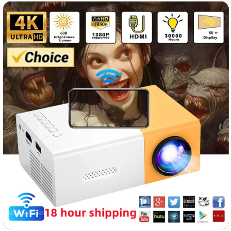 Multi - Interface Mini Portable Projector - Compact Laser+LED Video Entertainment - LUCKY FIG