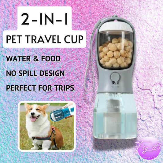 Portable Pet Water and Food Bottle - Double Leak - Proof Design - LUCKY FIG