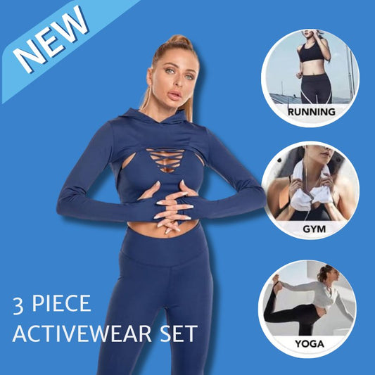 Seamless Fitness Leggings Set - 3 - Piece Workout Outfit for Women - LUCKY FIG