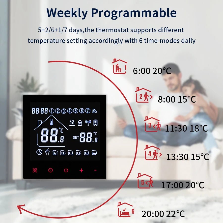 Smart WiFi Thermostat - Tuya, Alexa Compatible for Home| Floor Heating Control - LUCKY FIG