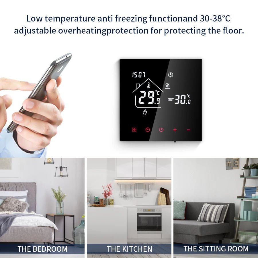 Smart WiFi Thermostat - Tuya, Alexa Compatible for Home| Floor Heating Control - LUCKY FIG