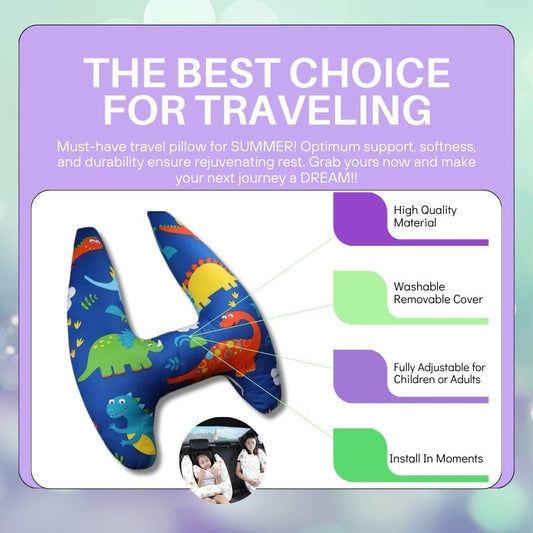 Ultimate Kids Travel Pillow for Car Seat Belts - Comfortable, Adjustable, and Safe - LUCKY FIG